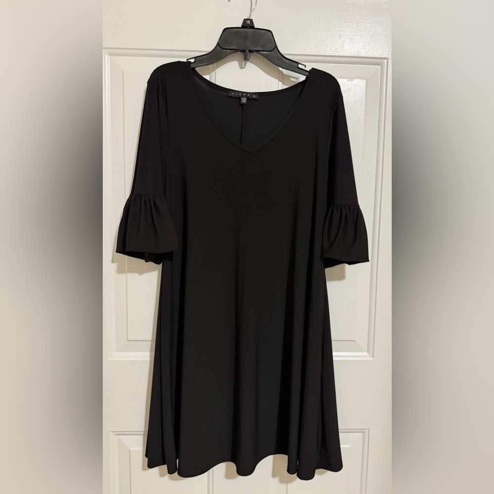 Tiana B. Black V-Neck Ruffle Sleeve Dress